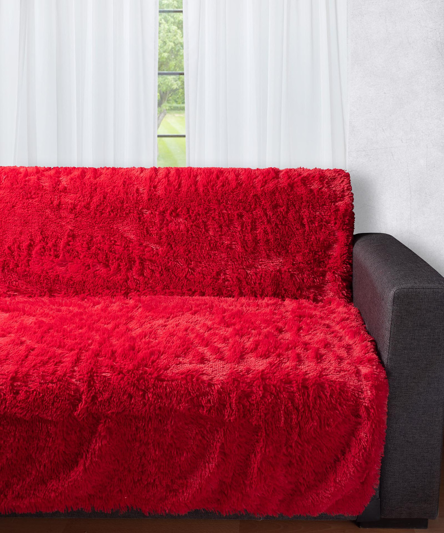 5336kokkino Διακοσμητικό μαλλιαρό ριχτάρι 5336 (145cm x 195cm) κόκκινο SilkFashion - Image 1