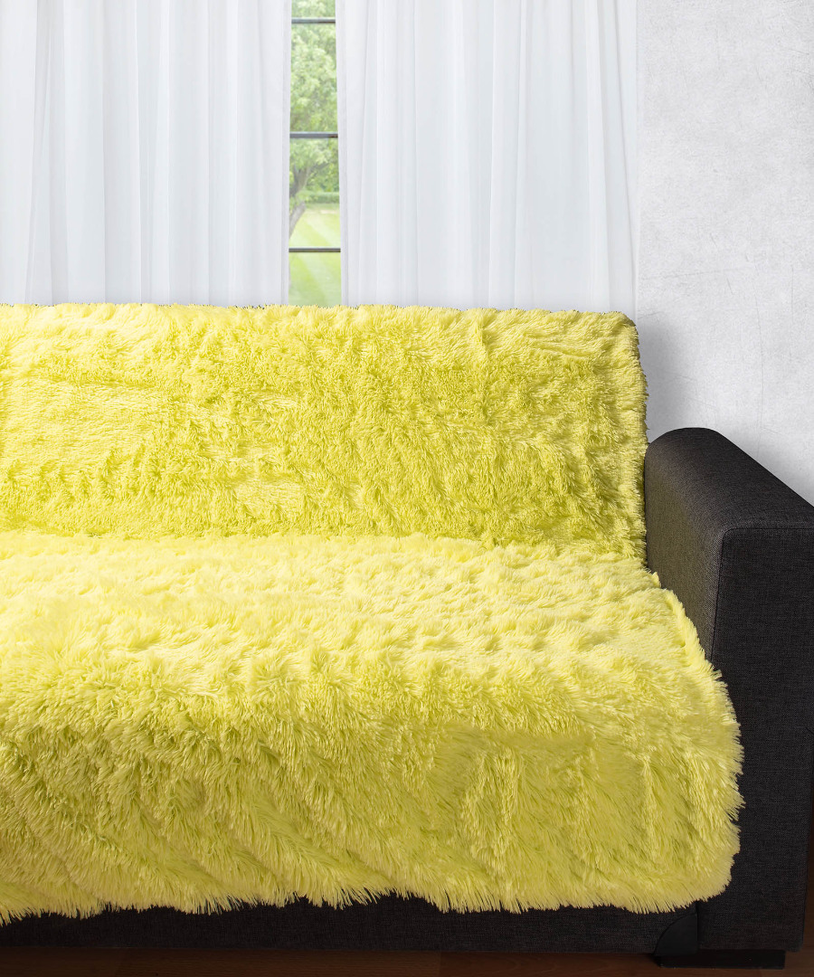 5336lime Διακοσμητικό μαλλιαρό ριχτάρι 5336 (145cm x 195cm) Lime SilkFashion - Image 1