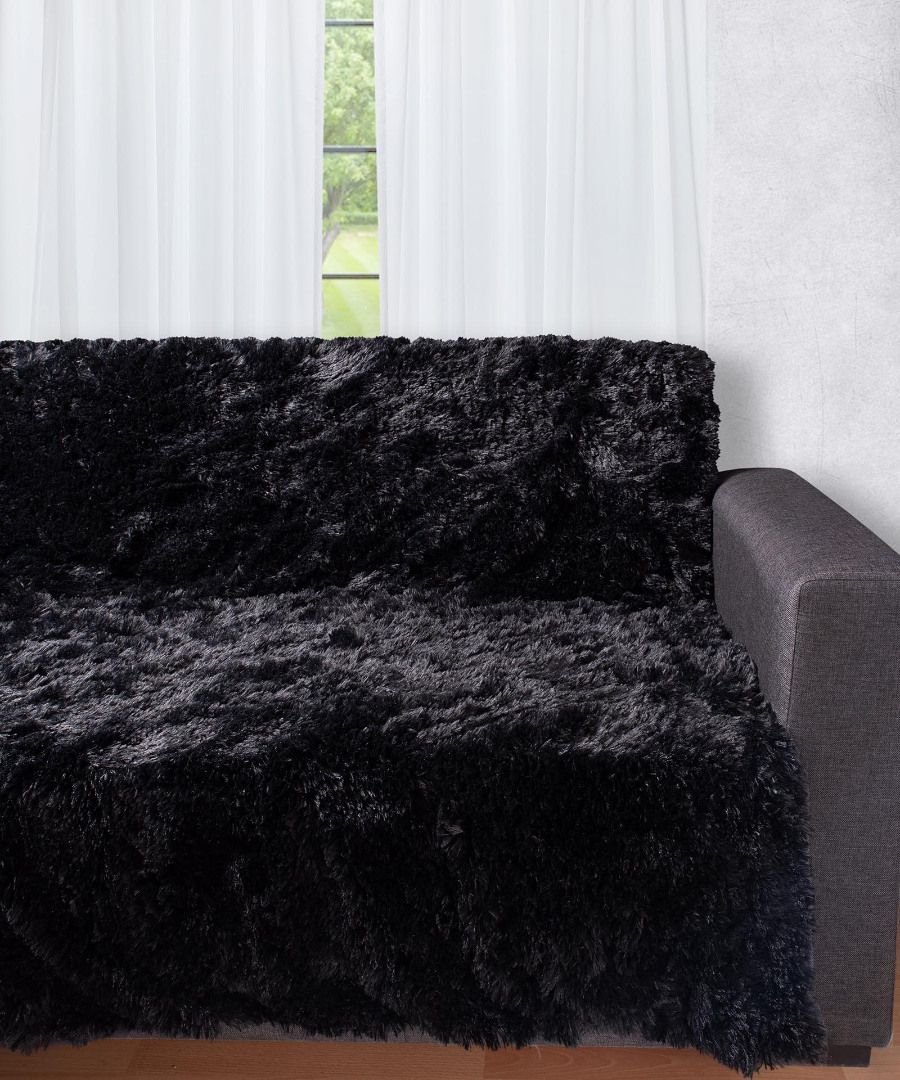 5336mavro Διακοσμητικό μαλλιαρό ριχτάρι 5336 (145cm x 195cm) μαύρο SilkFashion - Image 1