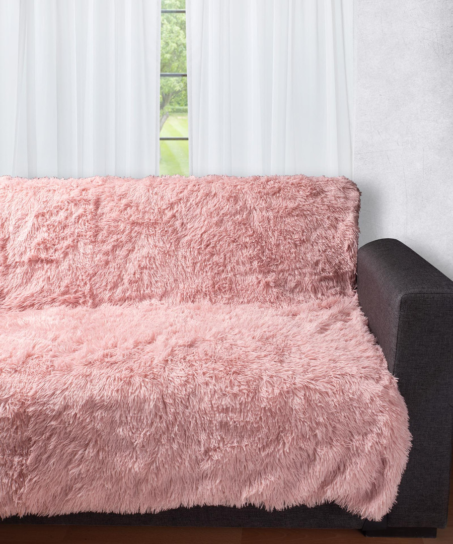 5336roz Διακοσμητικό μαλλιαρό ριχτάρι 5336 (145cm x 195cm) ροζ SilkFashion - Image 1