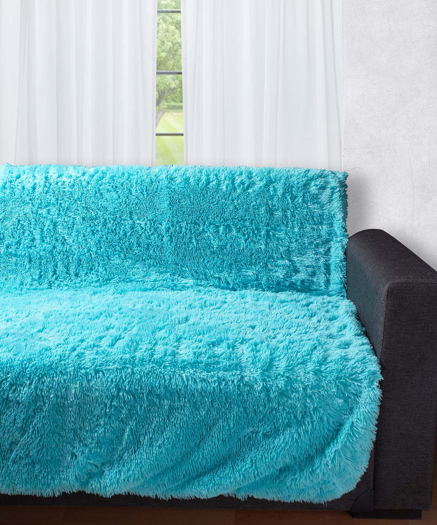 5336tyrquise Διακοσμητικό μαλλιαρό ριχτάρι 5336 (145cm x 195cm) τυρκουάζ SilkFashion - Image 1