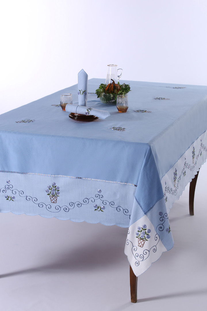 569bble Τραπεζομάντηλο 569b (170cm x 270cm) σιέλ SilkFashion - Image 1