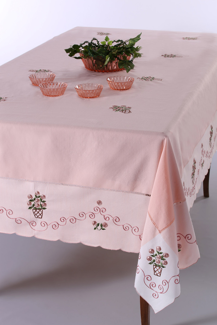 569broz Τραπεζομάντηλο 569b (170cm x 270cm) ρόζ SilkFashion - Image 1