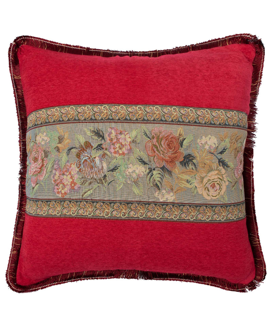 572krossibornto-1 Μαξιλαροθήκη με κρόσσι 572 (65cm x 65cm) κόκκινο SilkFashion - Image 1