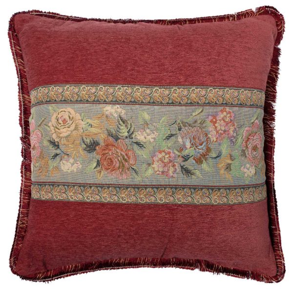 Μαξιλαροθήκη με κρόσσι 572 (65cm x 65cm) μπορντώ SilkFashion