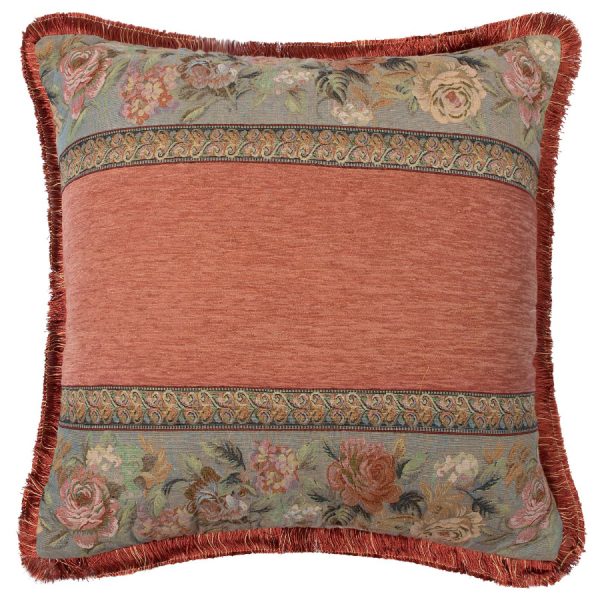 Μαξιλαροθήκη με κρόσσι 572 (45cm x 45cm) κεραμιδί SilkFashion