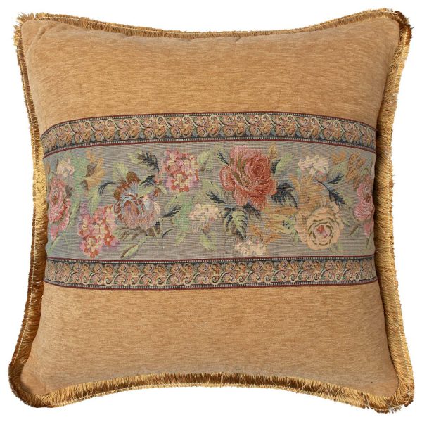 Μαξιλαροθήκη με κρόσσι 572 (65cm x 65cm) χρυσό SilkFashion