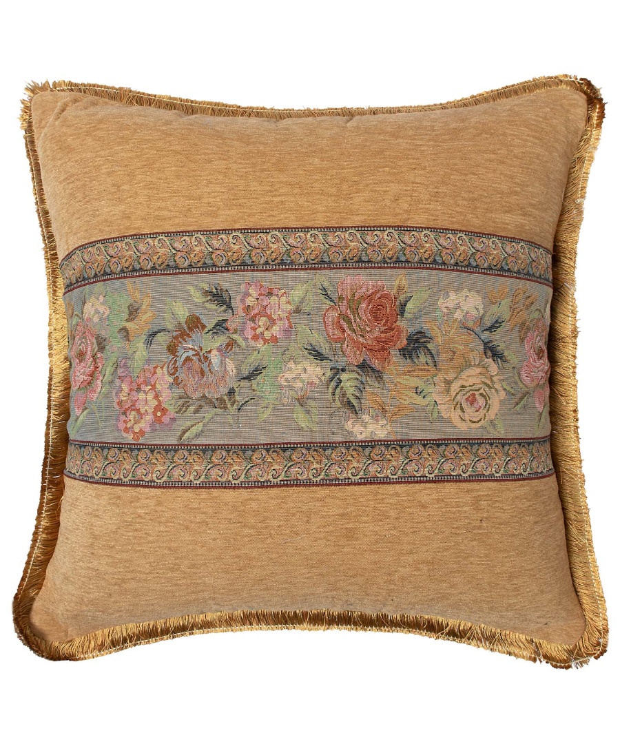 572krossixryso-1 Μαξιλαροθήκη με κρόσσι 572 (65cm x 65cm) χρυσό SilkFashion - Image 1