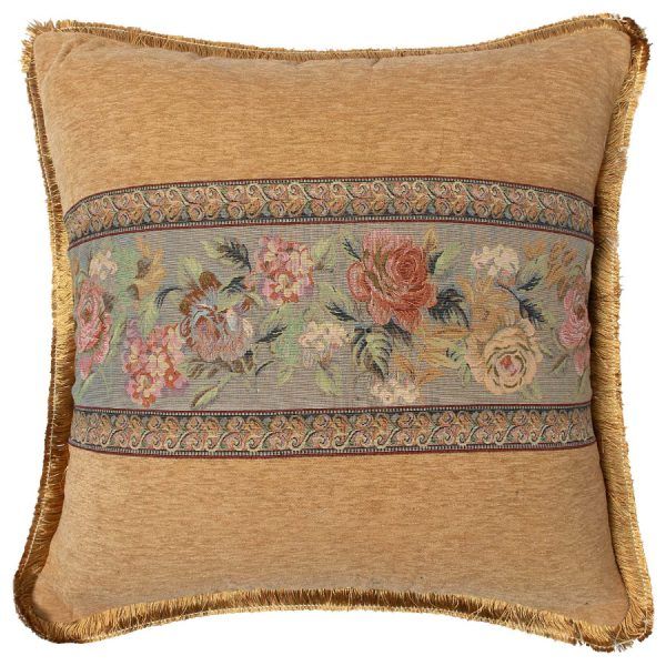 Μαξιλαροθήκη με κρόσσι 572 (45cm x 45cm) χρυσό SilkFashion
