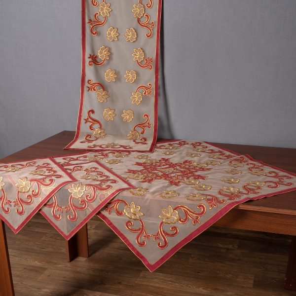 Σετ 4 τεμαχίων (85cm x 85cm, 40cm x 110cm, 2x40cm x 40cm) 60124 μπορντώ SilkFashion