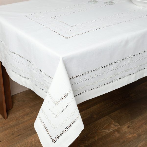 Τραπεζομάντηλο 602 (175cm x 450cm) λευκό SilkFashion