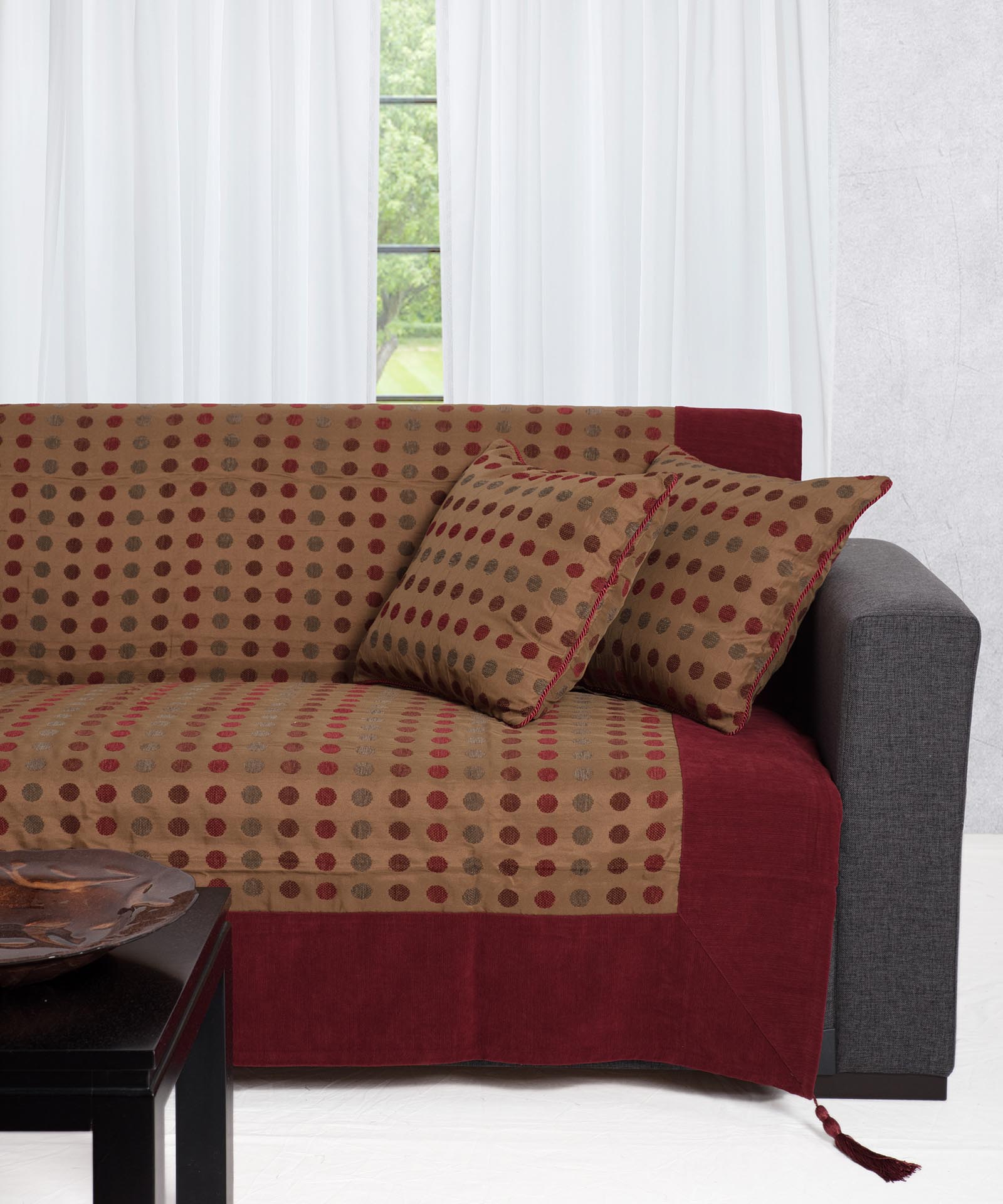 602pouabornto ΡΙΧΤΑΡΙΑ 602 πουά (180cm x 180cm / 180cm x 250cm / 180cm x 300cm) μπορντώ SilkFashion - Image 1