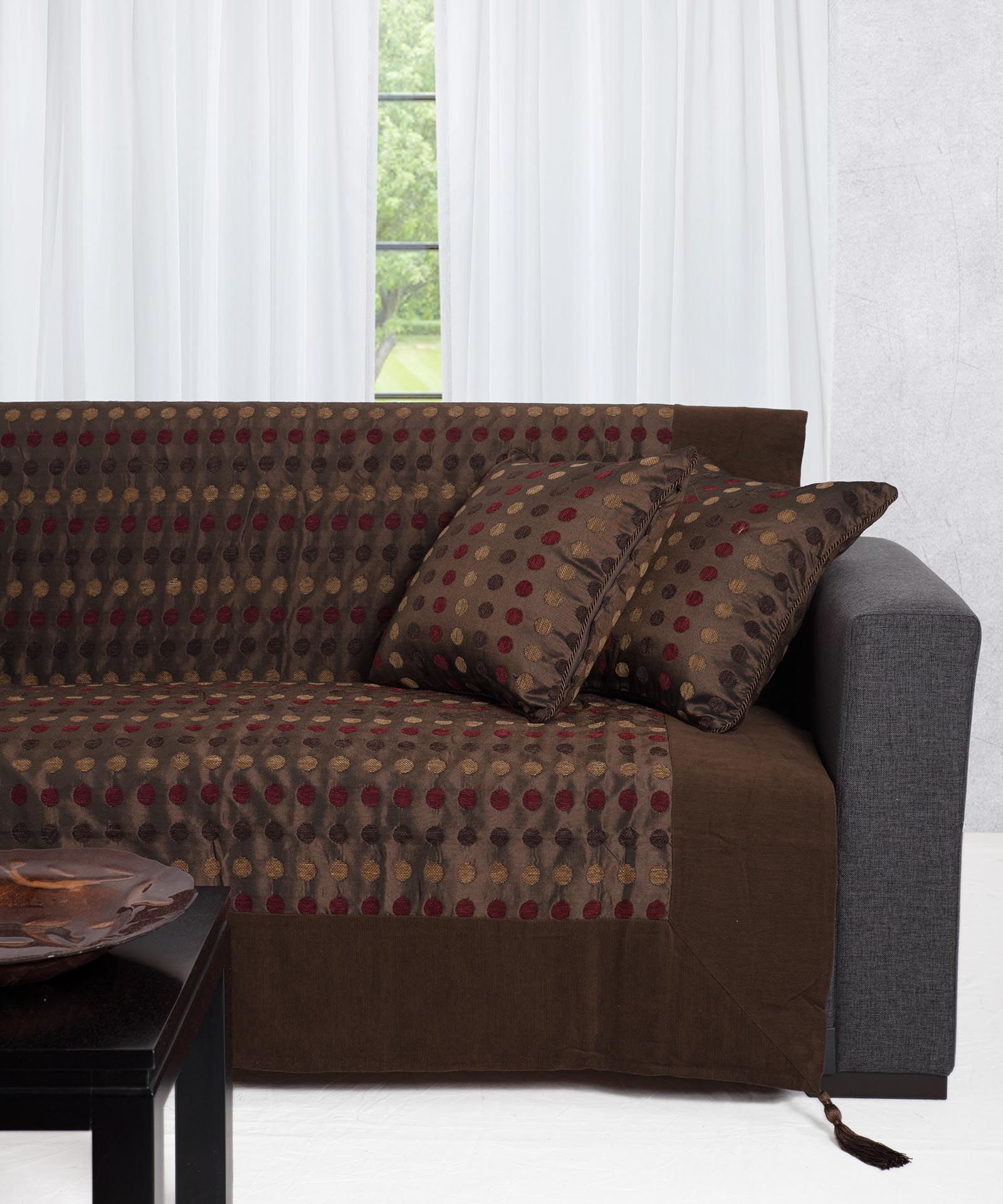 602pouakafe-1 ΡΙΧΤΑΡΙΑ 602 πουά (150cm x 180cm) καφέ SilkFashion - Image 1