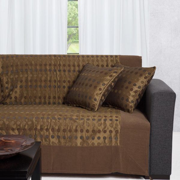 ΡΙΧΤΑΡΙΑ 602 πουά (180cm x 180cm / 180cm x 250cm / 180cm x 300cm) λαδί SilkFashion