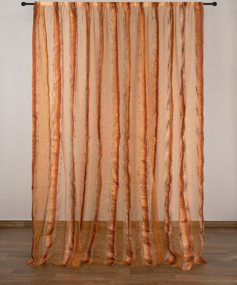 6103kafe Κουρτίνα 6103 (280cm x 300cm) με τρέσα καφέ SilkFashion - Image 1
