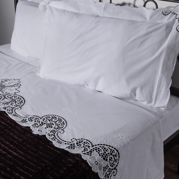 ΧΕΙΡΟΠΟΙΗΤΟ ΚΗΠΟΥΡ ΣΕΝΤΟΝΙ 6105 ΤΕΣΣΑΡΩΝ ΤΕΜΑΧΙΩΝ (225CM X 270CM) ΛΕΥΚΟ SilkFashion