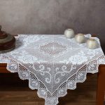 Χειροποίητο μερσεριζέ πλεκτό καρέ 6125 (90cm x 90cm) λευκό SilkFashion