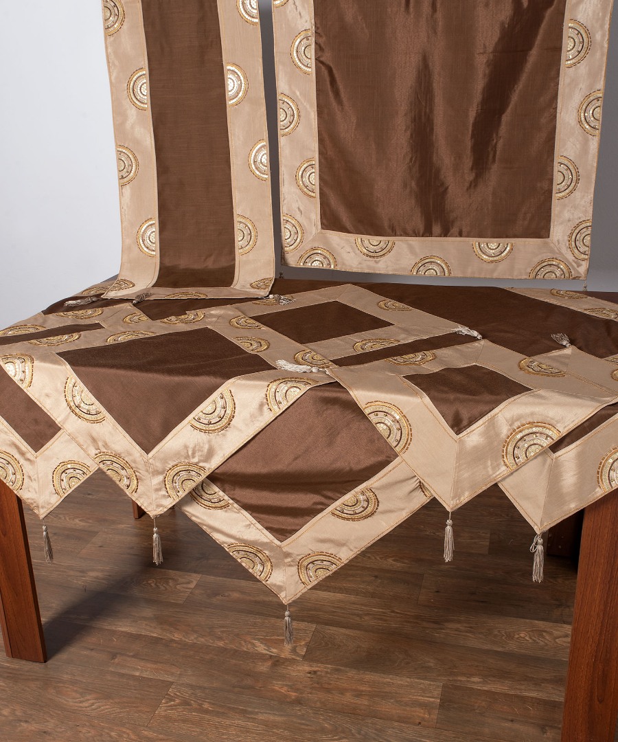 612xm-45kafe-3 Σετ 7 τεμαχίων (90cm x 90cm, 40cm x 110cm, 130cm x 130cm, 2x40cm x 40cm, 2x55cm x 55cm) 612 ΧΜ-45 Καφέ SilkFashion - Image 1