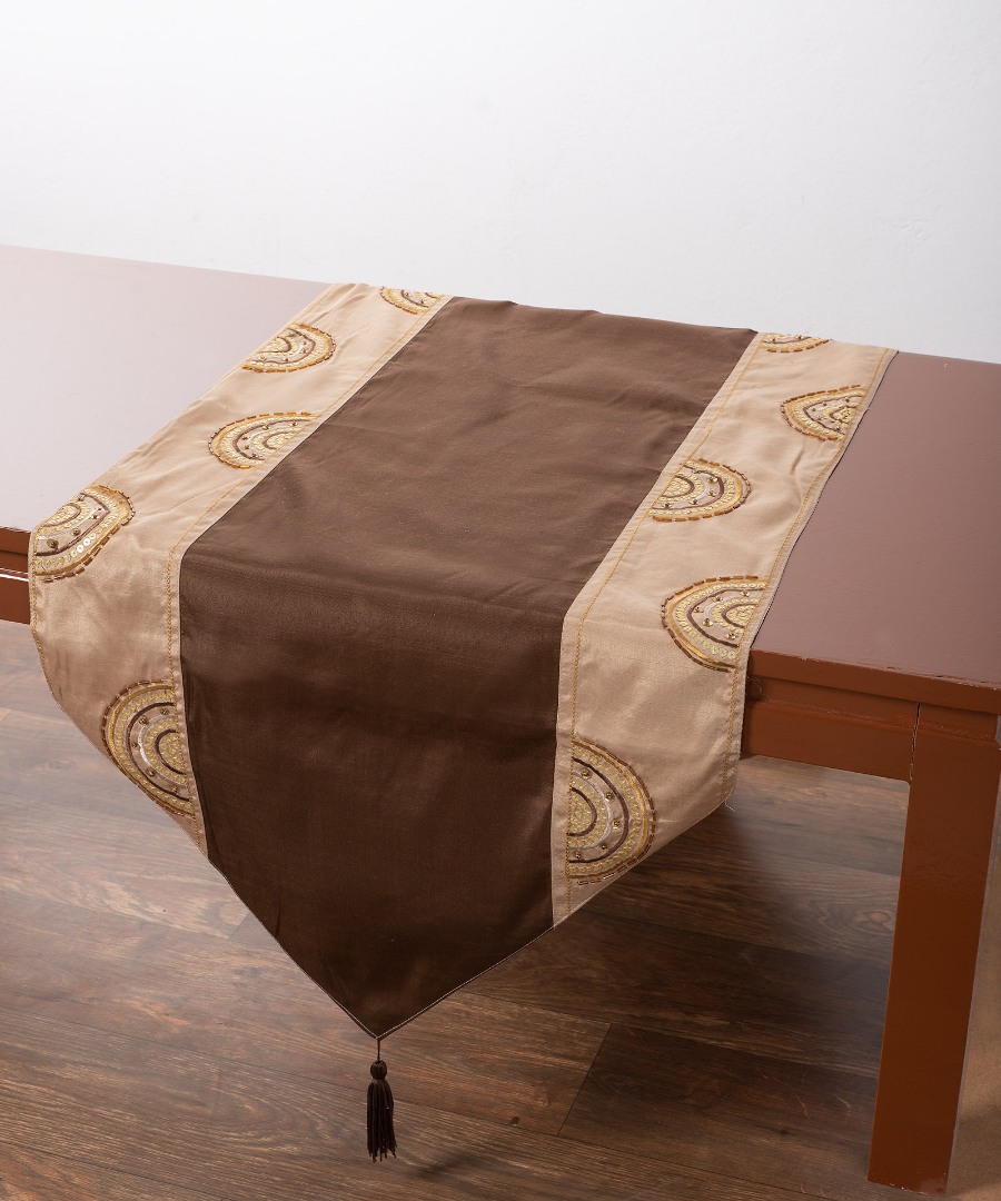 612xm-45kafe Τραβέρσα (50cm x 145cm) 612 ΧΜ-45 Καφέ SilkFashion - Image 1