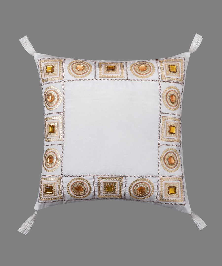 612xn-03leyko-2 Μαξιλαροθήκη (40cm x 40cm) 612 ΧΝ-03 Λευκό SilkFashion - Image 1