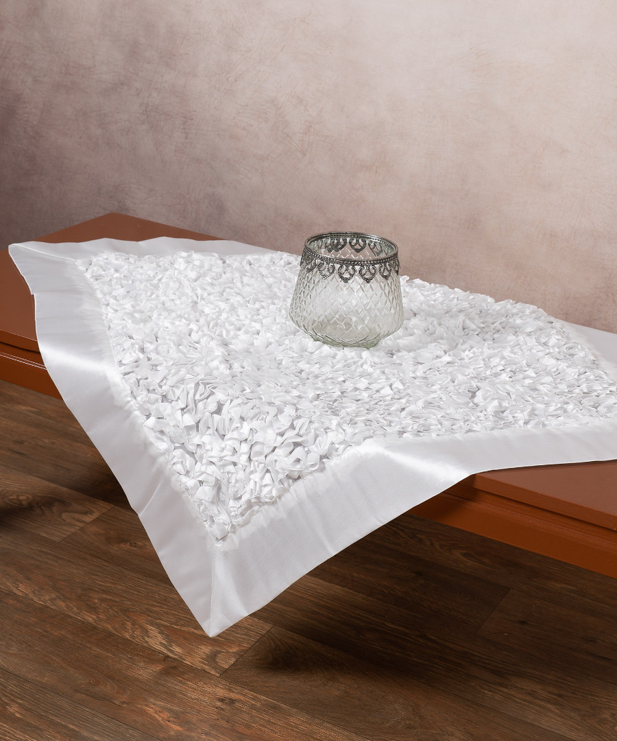 6134w-2 Σατέν καρέ 6134 (85cm x 85cm) λευκό SilkFashion - Image 1