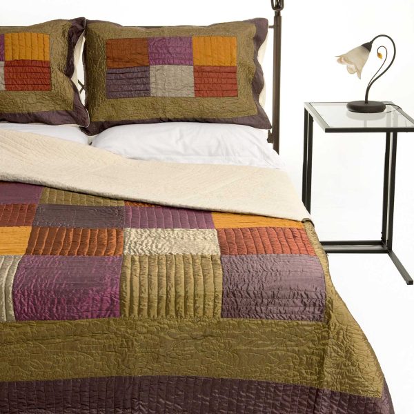 ΚΟΥΒΕΡΛΙ σετ (220cm x 240cm + 2 x 50cm x 70cm)  6153 λαδί SilkFashion