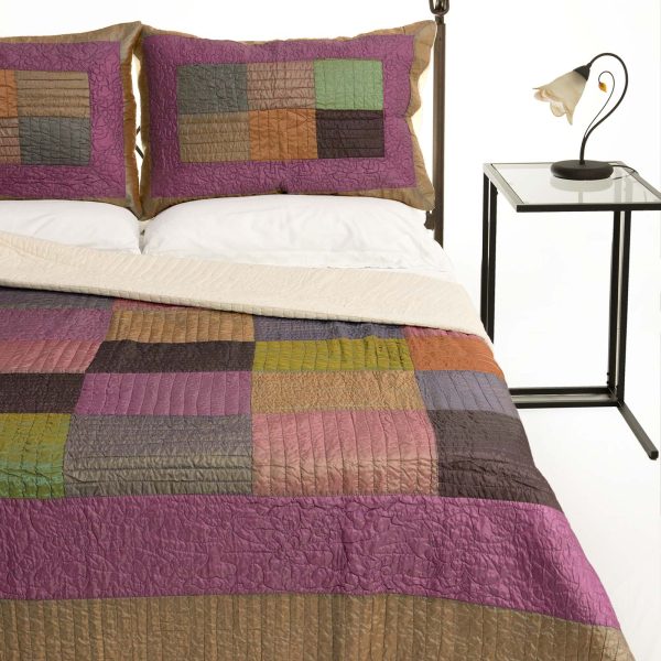 ΚΟΥΒΕΡΛΙ σετ (160cm x 220cm + 1 x 50cm x 70cm) 6153 μώβ SilkFashion