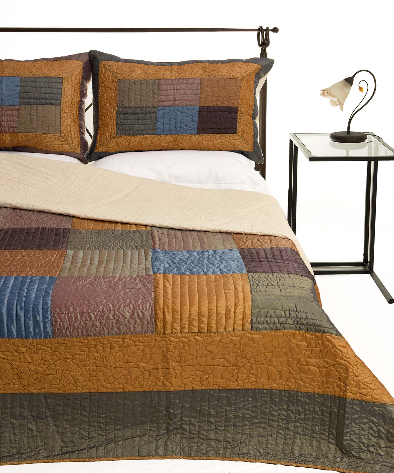 6153sielb ΚΟΥΒΕΡΛΙ σετ (220cm x 240cm + 2 x 50cm x 70cm) 6153 σιέλ SilkFashion - Image 1