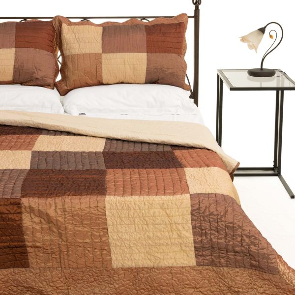 ΚΟΥΒΕΡΛΙ σετ (220cm x 240cm + 2 x 50cm x 70cm) 6155 καφέ SilkFashion