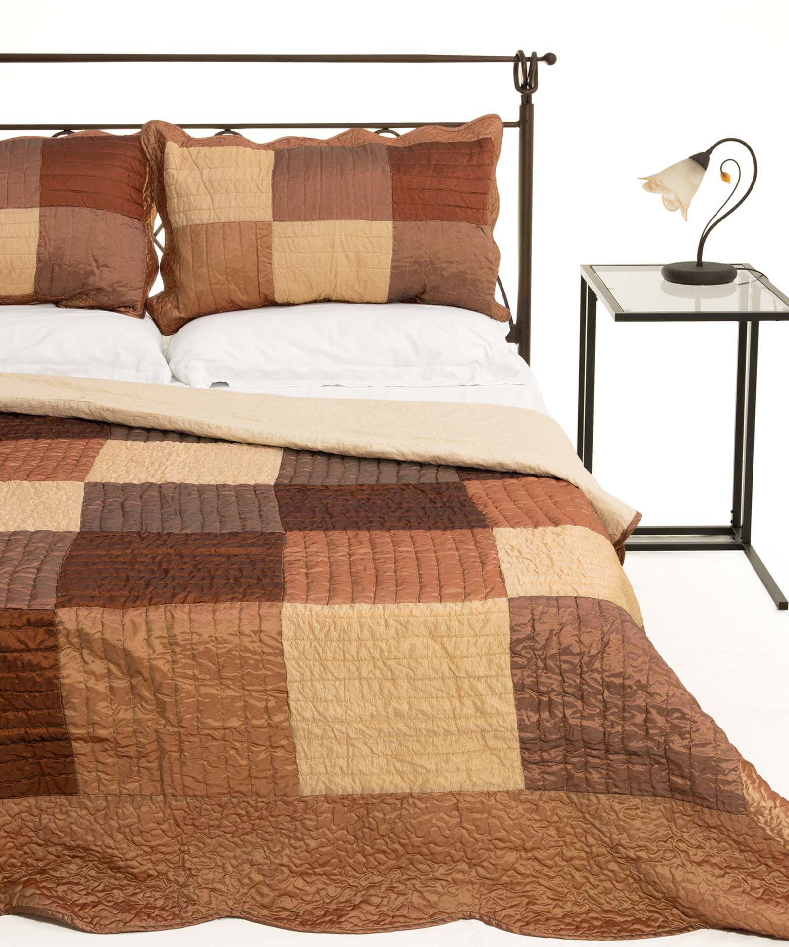 6155kafeb ΚΟΥΒΕΡΛΙ σετ (220cm x 240cm + 2 x 50cm x 70cm) 6155 καφέ SilkFashion - Image 1