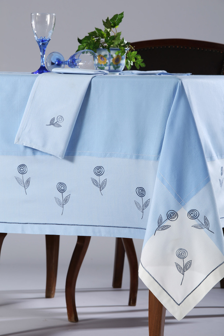 623ble-4 Τραπεζομάντηλο 623 (170cm x 220cm) σιέλ SilkFashion - Image 1