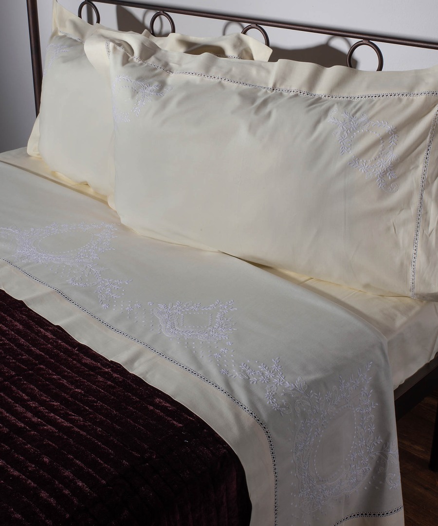 624kitrino ΧΕΙΡΟΠΟΙΗΤΟ ΣΕΝΤΟΝΙ 624 ΤΕΣΣΑΡΩΝ ΤΕΜΑΧΙΩΝ (225CM X 270CM) ΚΙΤΡΙΝΟ SilkFashion - Image 1