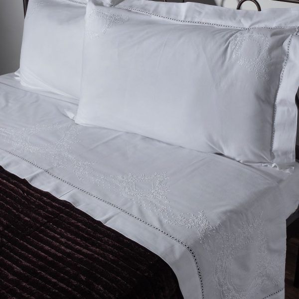 ΧΕΙΡΟΠΟΙΗΤΟ ΣΕΝΤΟΝΙ 624 ΤΕΣΣΑΡΩΝ ΤΕΜΑΧΙΩΝ (225CM X 270CM) ΛΕΥΚΟ SilkFashion