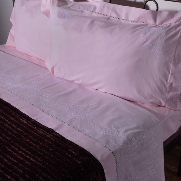 ΧΕΙΡΟΠΟΙΗΤΟ ΣΕΝΤΟΝΙ 624 ΤΕΣΣΑΡΩΝ ΤΕΜΑΧΙΩΝ (225CM X 270CM) ροζ SilkFashion