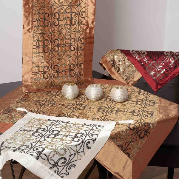 Σετ 7 τεμαχίων  (90cm x 90cm 40cm x 110cm 2x60cm x 60cm 2x 40cm x 40cm 140cm x 140cm) 6309 χρυσό SilkFashion