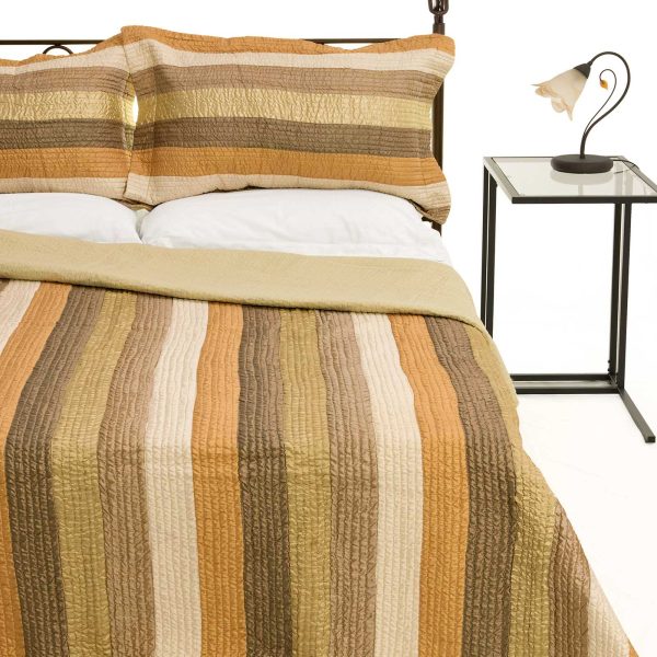 ΚΟΥΒΕΡΛΙ σετ (220cm x 240cm + 2 x 50cm x 70cm)  6329 λαδί SilkFashion