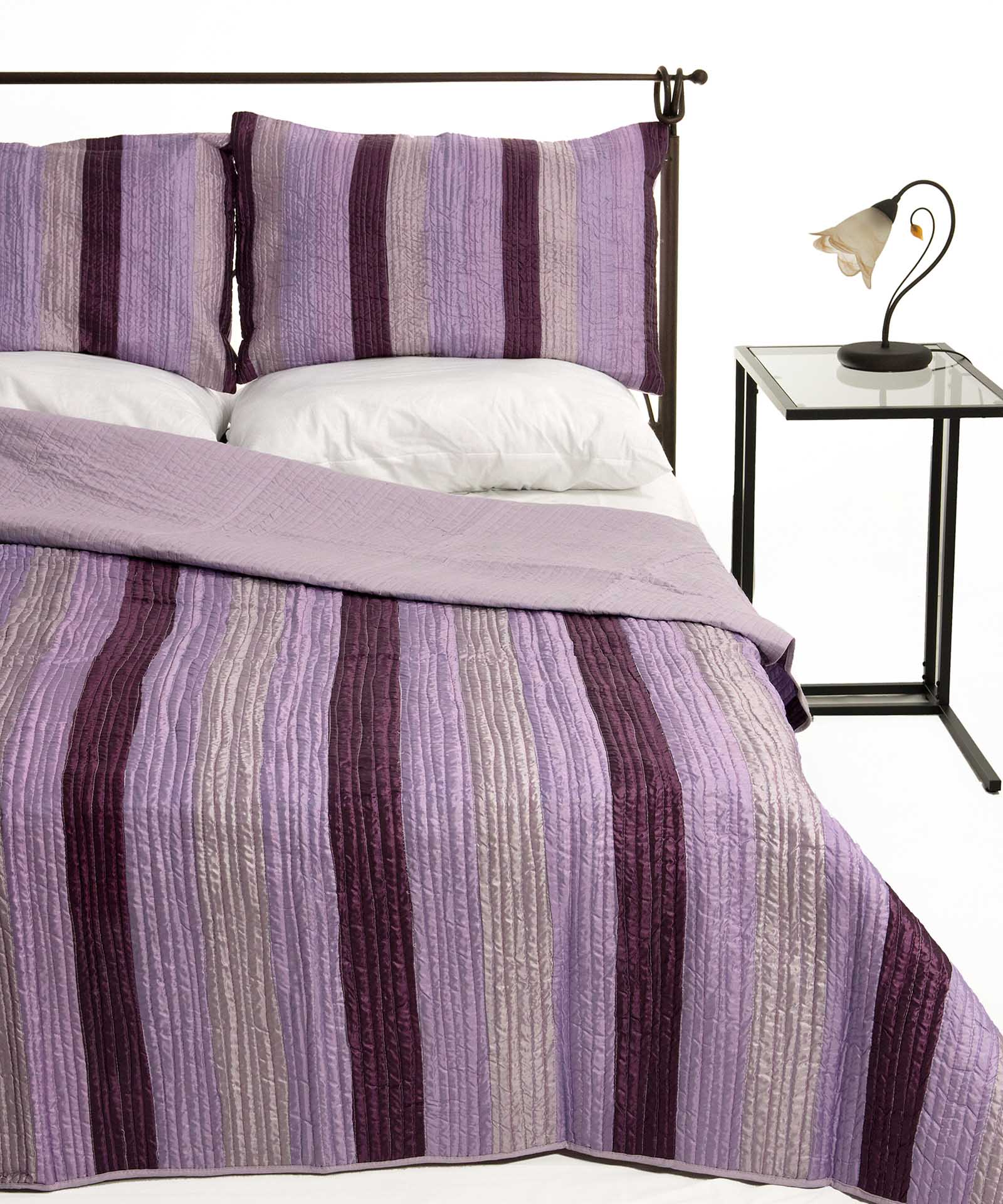 6329mova ΚΟΥΒΕΡΛΙ σετ (160cm x 220cm + 1 x 50cm x 70cm) 6329 μώβ SilkFashion - Image 1