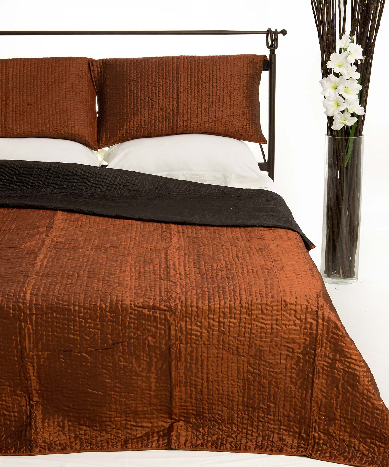 6330keramidia ΚΟΥΒΕΡΛΙ σετ (160cm x 220cm + 1 x 50cm x 70cm) 6330 κεραμιδί SilkFashion - Image 1