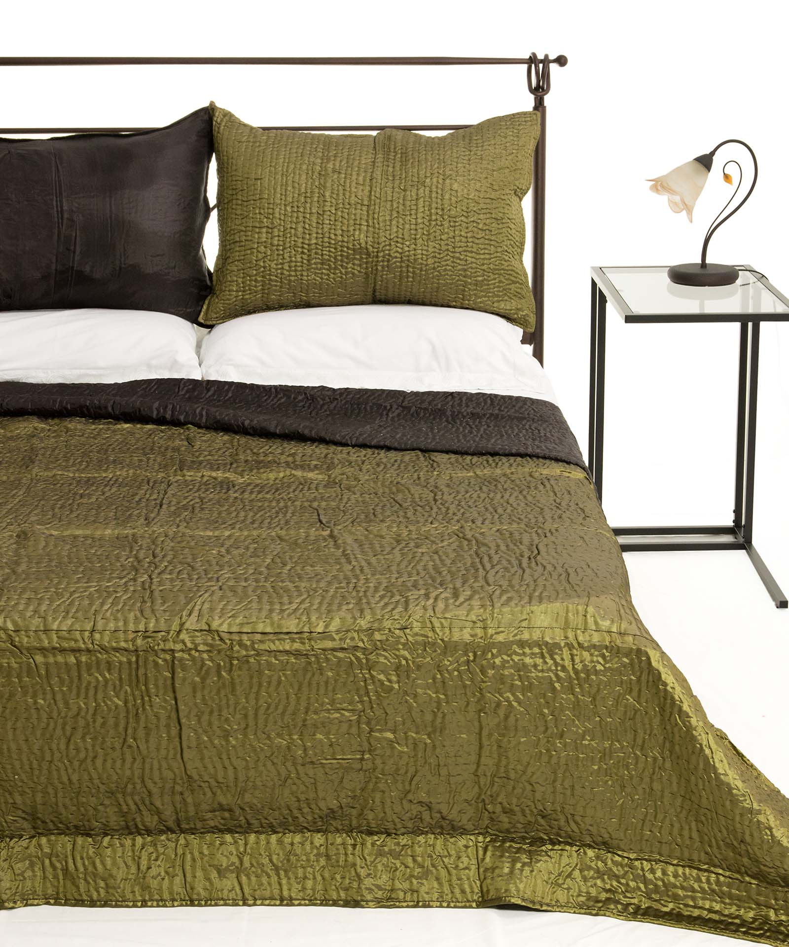 6330prasinoa ΚΟΥΒΕΡΛΙ σετ (160cm x 220cm + 1 x 50cm x 70cm) 6330 πράσινο SilkFashion - Image 1