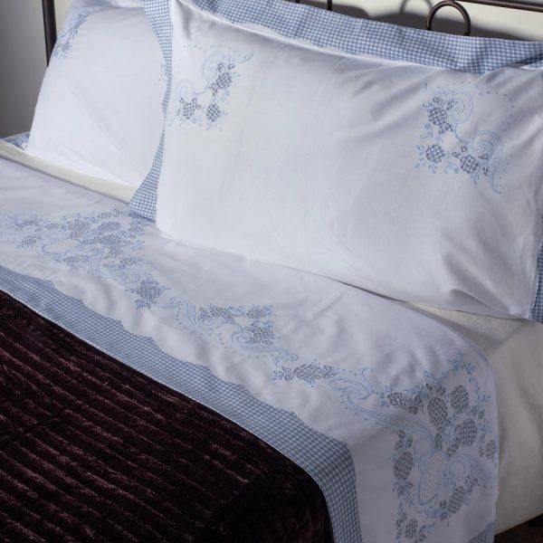 ΧΕΙΡΟΠΟΙΗΤΟ ΣΕΝΤΟΝΙ 644-1 ΤΡΙΩΝ ΤΕΜΑΧΙΩΝ (225CM X 270CM) ΣΙΕΛ SilkFashion