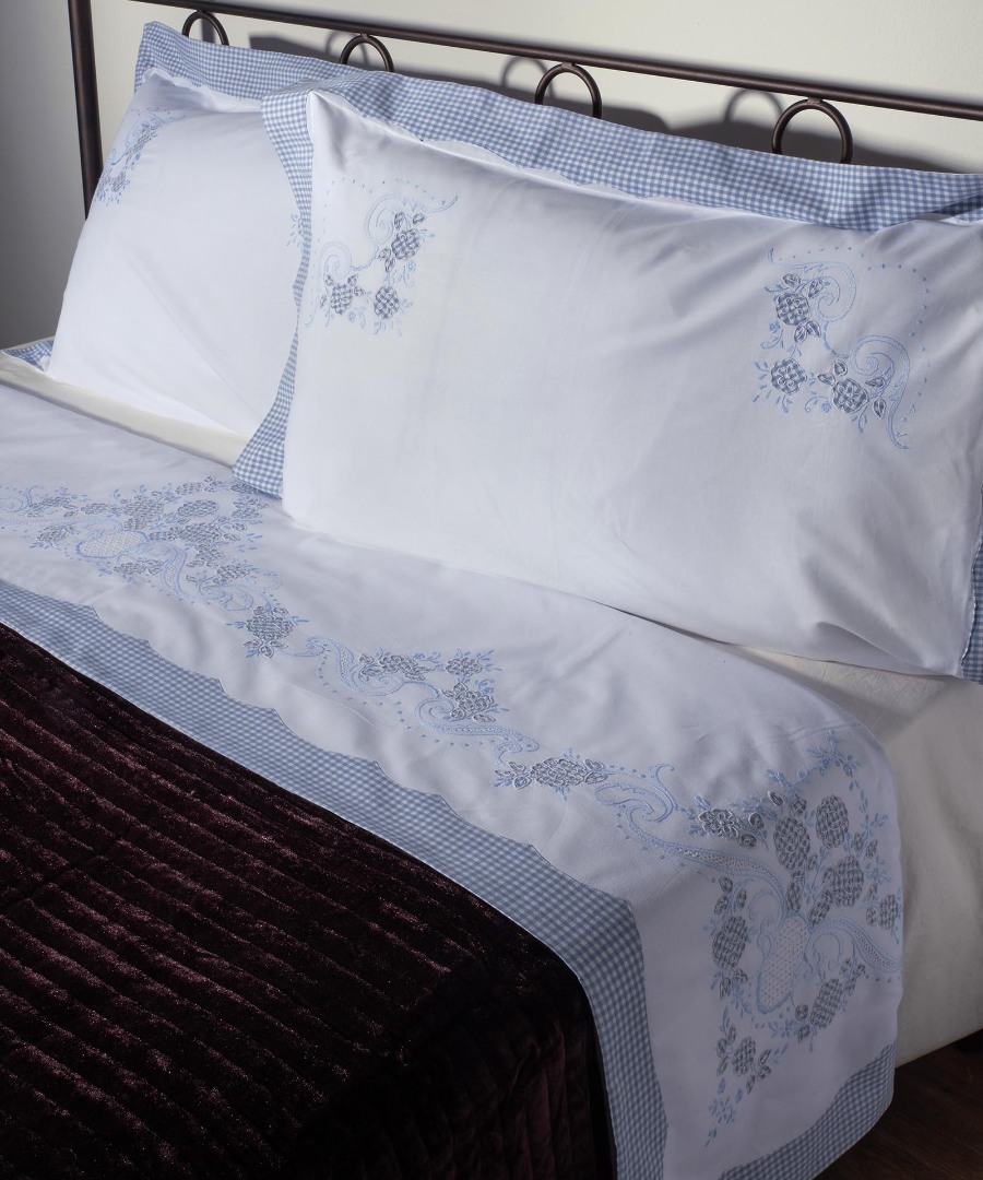 644-1ble ΧΕΙΡΟΠΟΙΗΤΟ ΣΕΝΤΟΝΙ 644-1 ΤΡΙΩΝ ΤΕΜΑΧΙΩΝ (225CM X 270CM) ΣΙΕΛ SilkFashion - Image 1