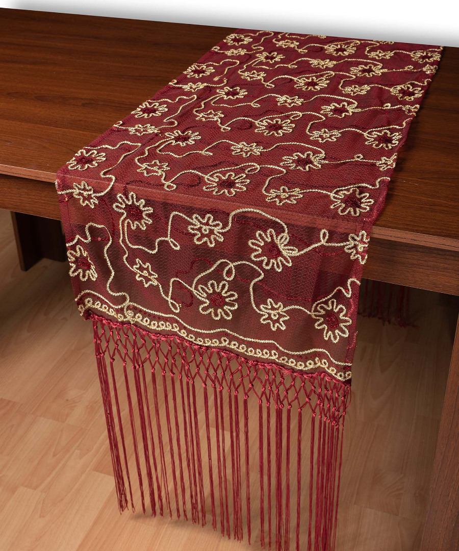 67180bornto Τούλινη καρέ τραβέρσα 7180 (50cm x 200cm) μπορντώ SilkFashion - Image 1