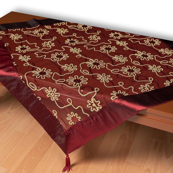 Τούλινο καρέ 7180 (85cm x 85cm) μπορντώ SilkFashion