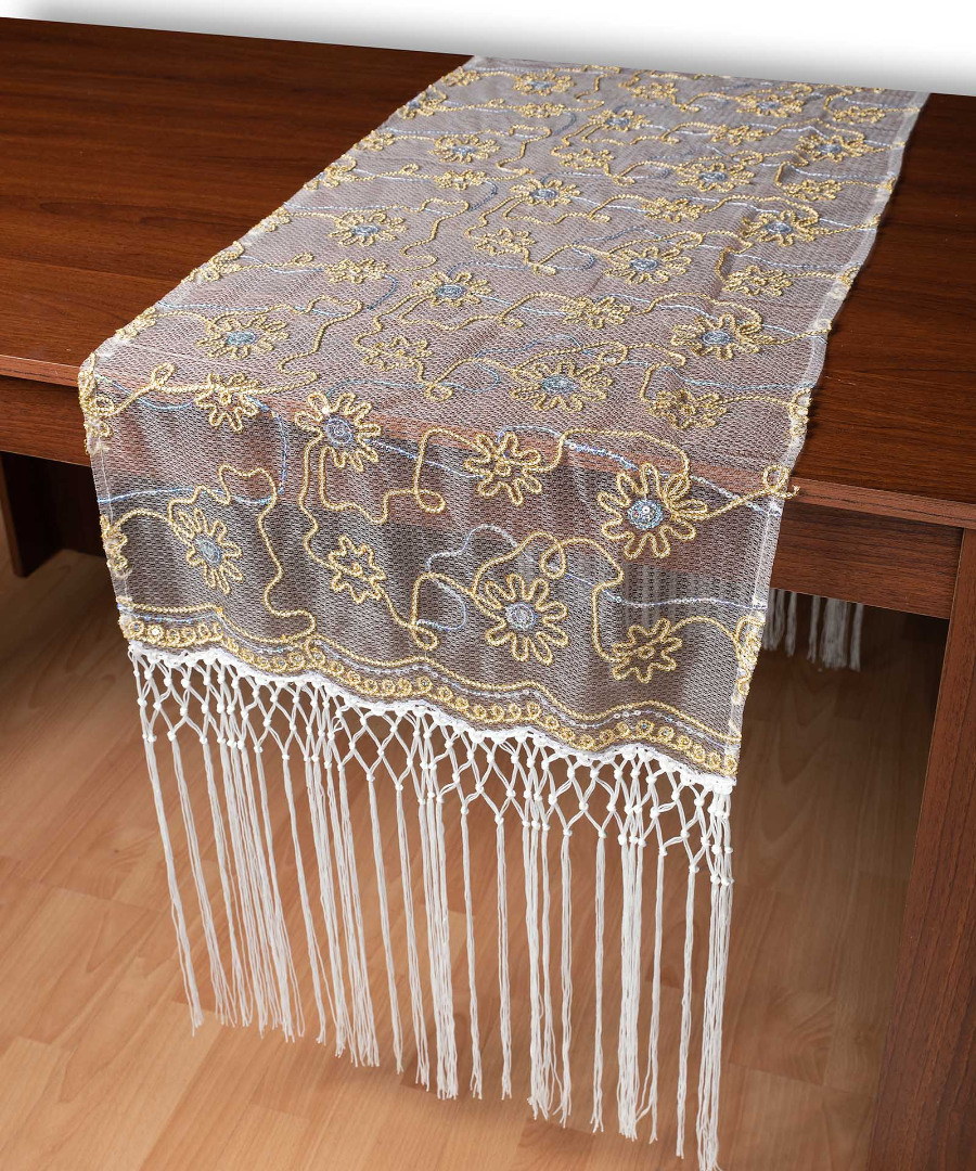 67180ivory Τούλινη καρέ τραβέρσα 7180 (50cm x 200cm) λευκό SilkFashion - Image 1