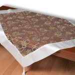 Τούλινο τραπεζοκαρέ 7180 (130cm x 130cm) λευκό SilkFashion