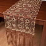Τούλινη καρέ τραβέρσα 7180 (50cm x 200cm) καφέ SilkFashion