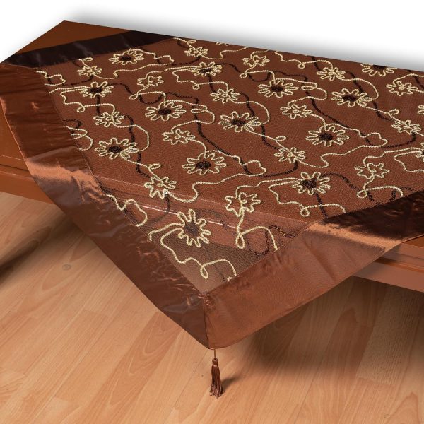 Τούλινο καρέ 7180 (85cm x 85cm) καφέ SilkFashion