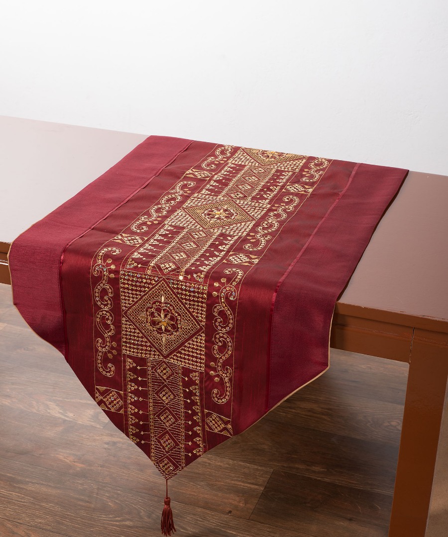 703xn-48bornto Τραβέρσα (50cm x 145cm) 703 ΧΝ-48 Μπορντώ SilkFashion - Image 1