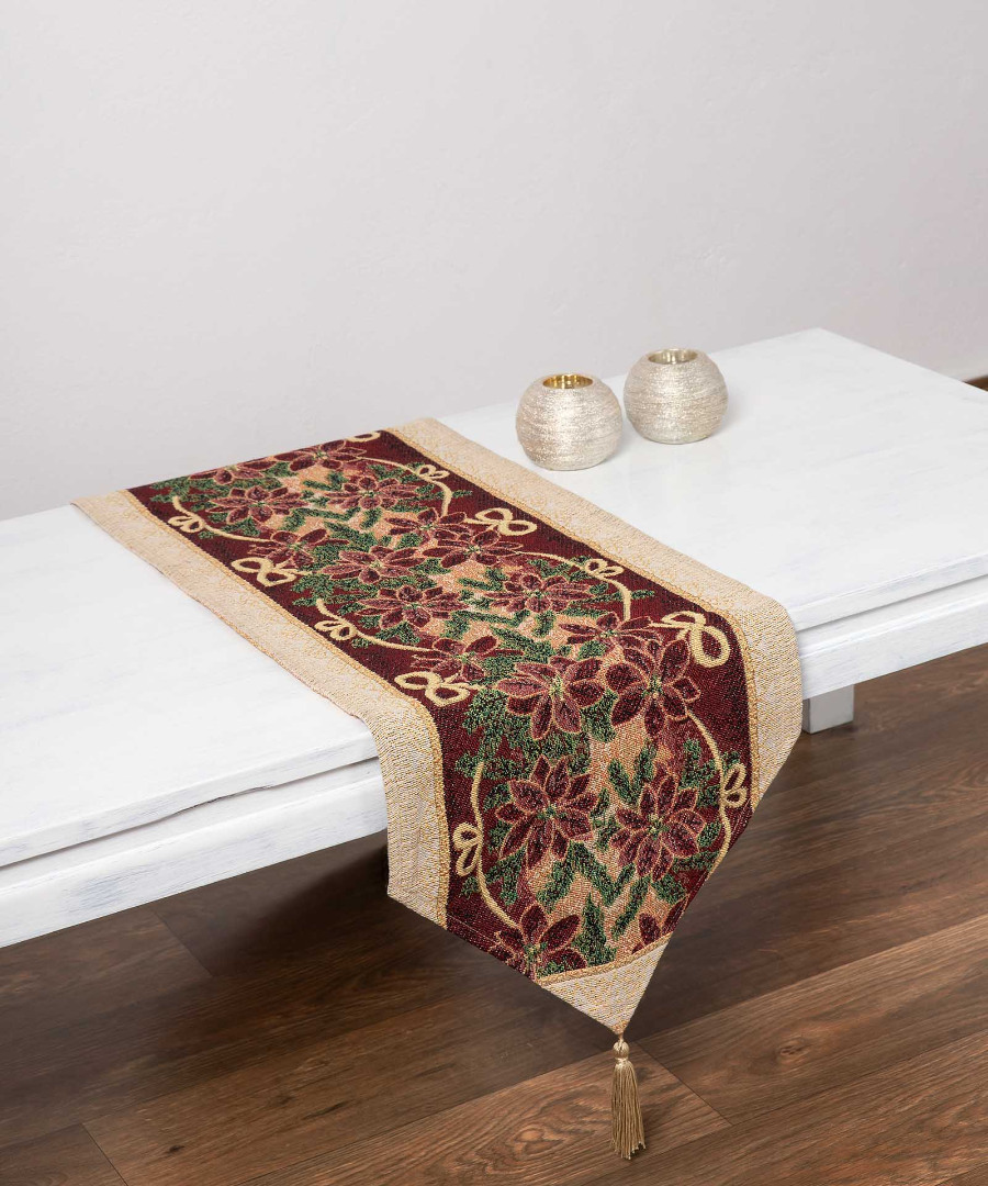 719-2 χριστουγεννιάτικη τραβέρσα (33cm x 175cm) 719 Με μύτη SilkFashion - Image 1