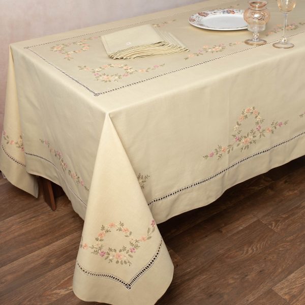 Χειροποίητο Τραπεζομάντηλο 7421 (170cm x 170cm) Λαδί SilkFashion